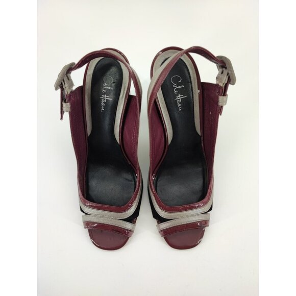 Cole Haan Women's Burgundy Slingback Leather High Heels Size 7B US - Picture 4 of 10